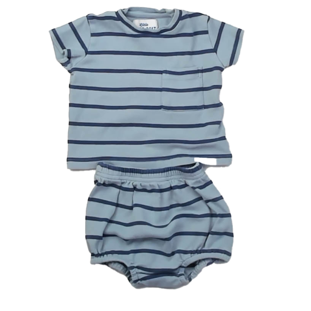 Little Paper Boat Boys Blue Stripe Apparel Sets size: 6-12 Months